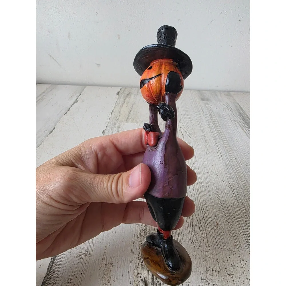 Vintage pumpkin head Halloween statue figurine shabby chic decor top hat
